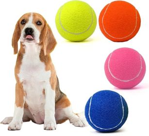 Tennis Ball Dog Toys 4 Pack - Giant 4-Inch Durable and Safe Fetch Tennis Ball for Dogs with Mesh Bag (Color: YELLOW RED)